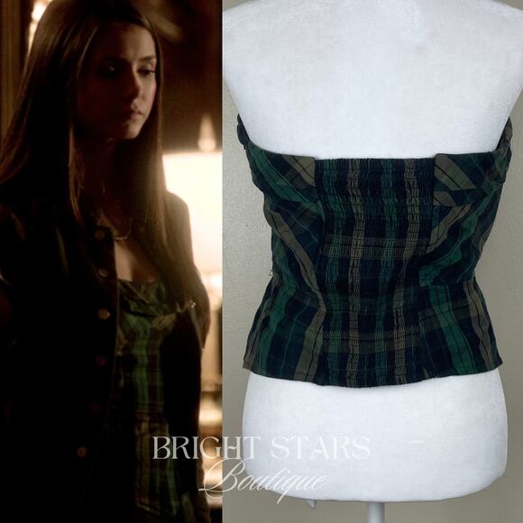 Rare Plaid Tartan Corset Top ASO Elena Gilbert The Vampire Diaries Y2K TVD - Picture 4 of 10